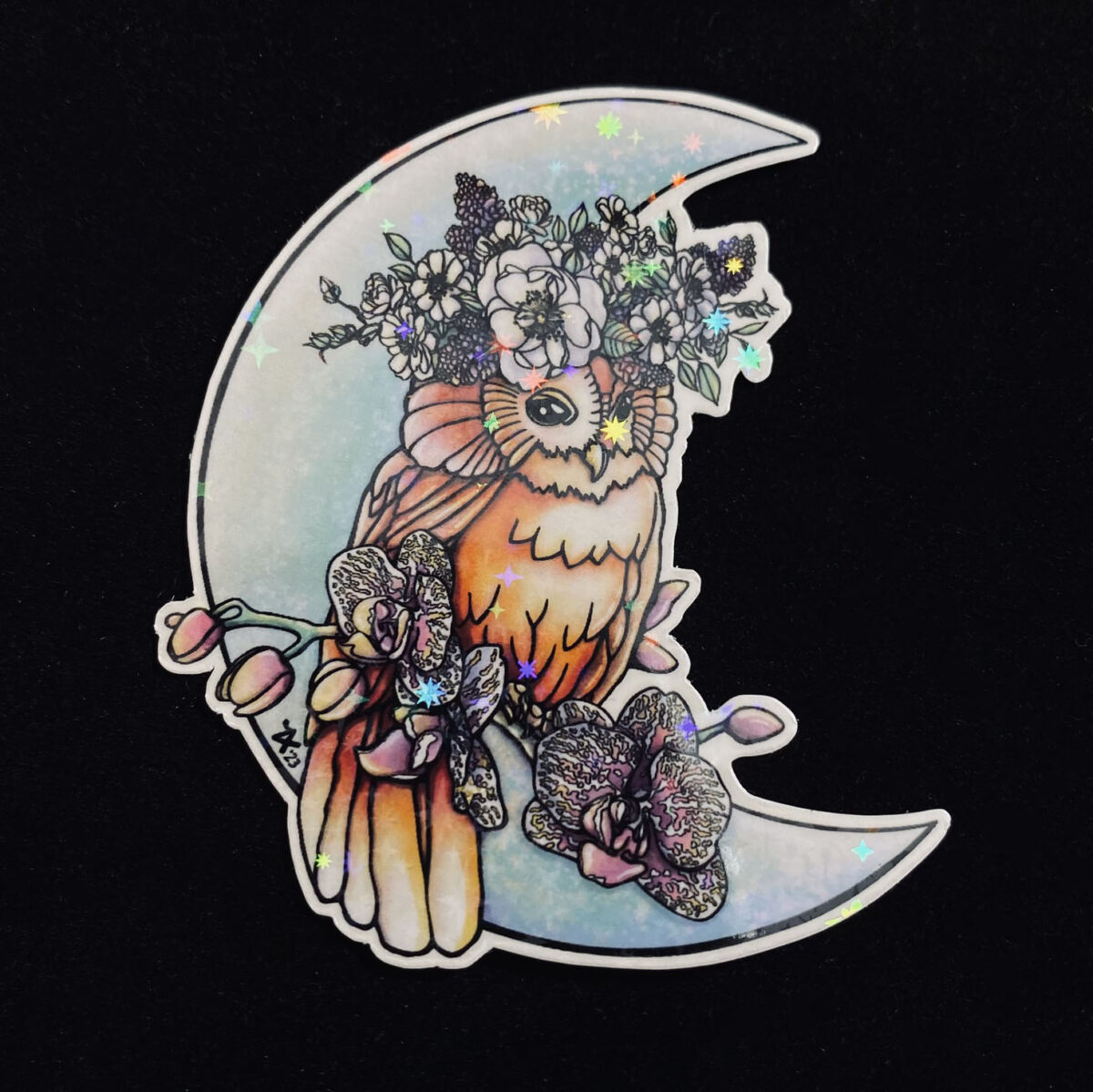 Moonlight Sentinel Owl Sticker Holographic