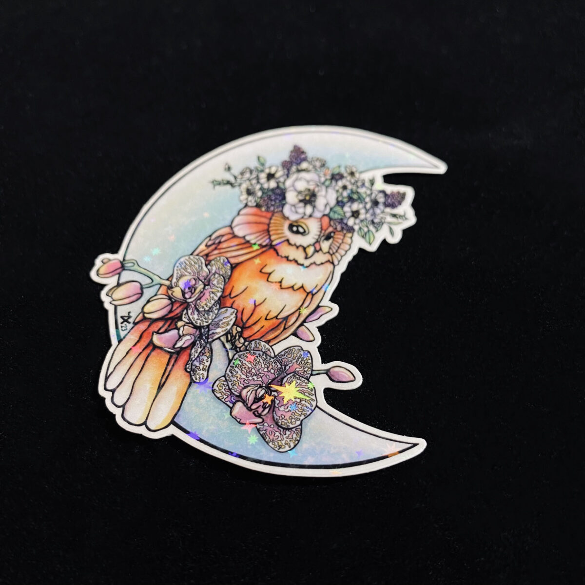Moonlight Sentinel Owl Sticker Holographic - Image 2