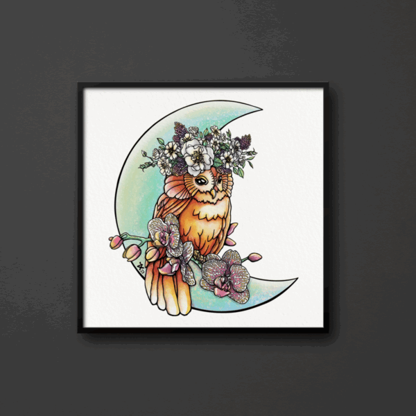 Moonlight Sentinel Owl Art Print